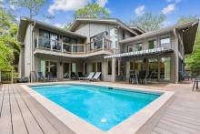 The exterior of a vacation rental with a pool on Hilton Head Island